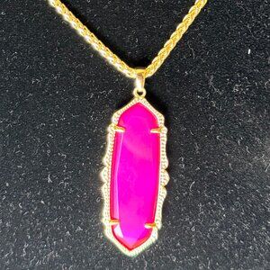 Kendra Scott Gold Long Pink Pendant Necklace